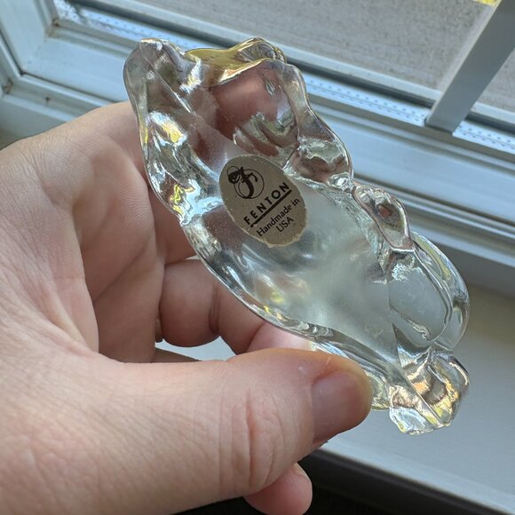 Fenton Glass Sleeping Cat Clear Glossy Made in USA Paper Weight - Picture 7 of 9